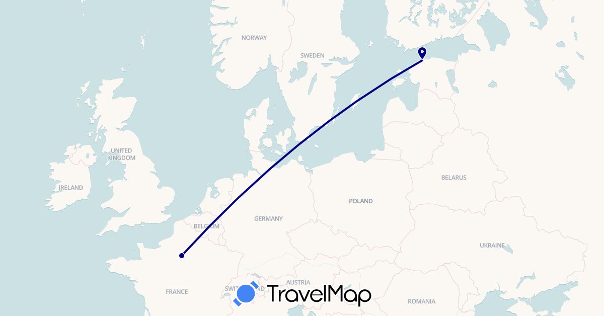 TravelMap itinerary: driving in Estonia, France (Europe)